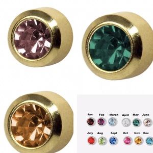 New 3 pairs variety pack ear piercing studs birthstone 24 KT gold plated 2mm